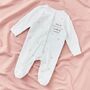 Personalised Our 1st Father's Day Pink Star Sleepsuit, thumbnail 1 of 3