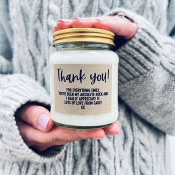 Personalised 'Thank You' Message Scented Soy Candle, 2 of 7