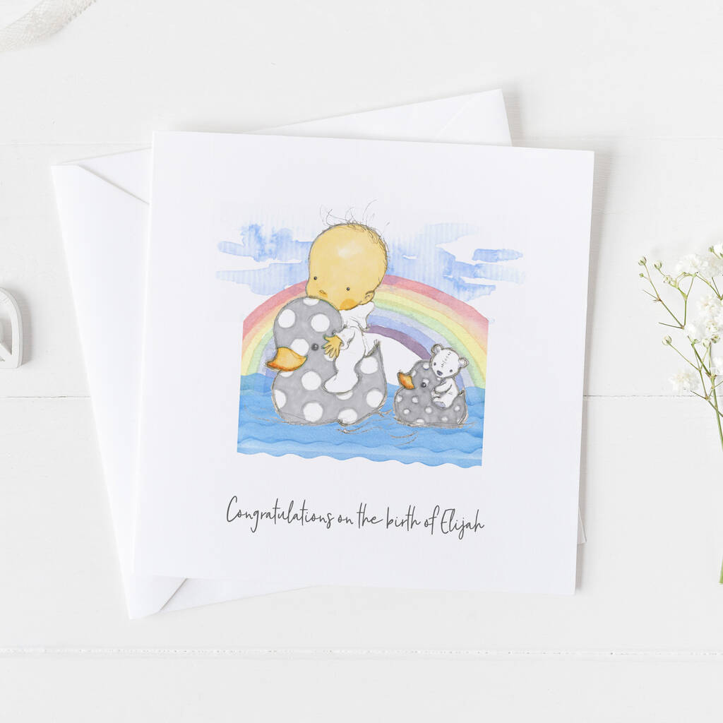 New Baby Card For Rainbow Baby Gender Neutral .5v2a By The Wrapping