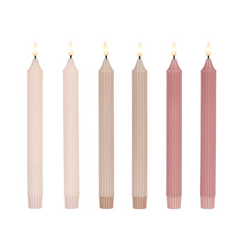 Six Fluted Pink Tru Glow® Battery LED Taper Candles, 4 of 5
