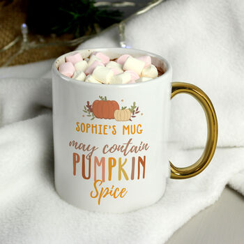 Personalised Pumpkin Spice Gold Handle Mug, 3 of 5