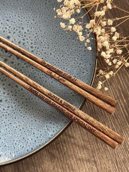 Personalised Wooden Chopsticks Wedding Favours Gift, 4 of 12