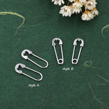 Safety Pin Hoop Earrings In Sterling Silver, 8 of 12