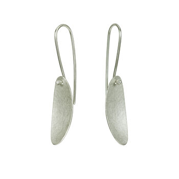 Silver Long Olive Leaf Earrings, 2 of 4