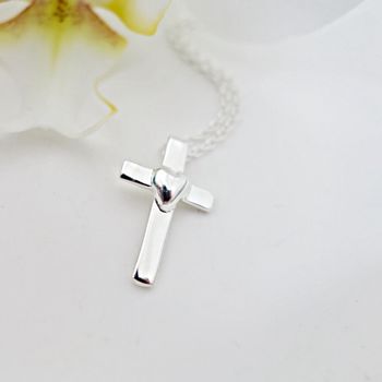 Sterling Silver Cross Necklace With Heart By Sophie Jones Jewellery ...