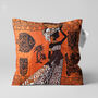 Orange Cushion Cover With Ethnic African Patterns, thumbnail 1 of 7