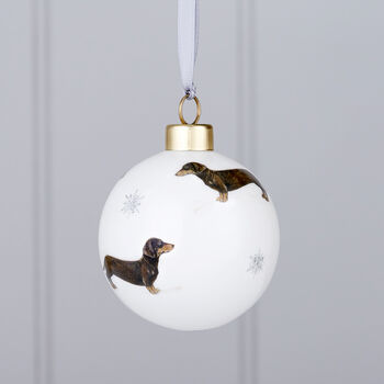 Christmas Dachshund Bone China Bauble Decorations, 2 of 3