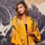 Wisteria And Chrysanthemum Mustard Embroidered Short Kimono, thumbnail 2 of 8