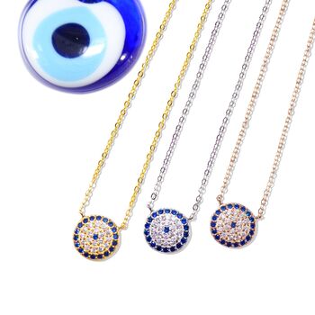 Medium Eye Necklace Rose Or Gold Plated 925 Silver, 3 of 8