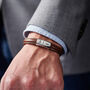 Personalised Men's Three Year Anniversary Leather And Steel Bracelet, thumbnail 1 of 5