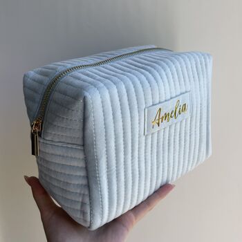 Personalised Soft Velvet Makeup Cosmetic Toiletry Bag, 2 of 11