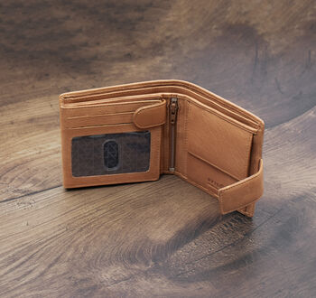 Personalised Men's Leather Wallet Trifold Gift Brown, 5 of 10