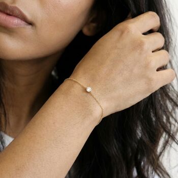Dainty Solitaire Diamond Bracelet Gold, 4 of 9