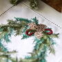 Christmas Wreath Linen Cocktail Napkin, thumbnail 3 of 4