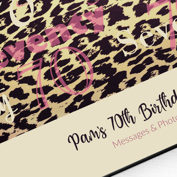 Personalised 70th Birthday Animal Print Guest Book, 2 of 8