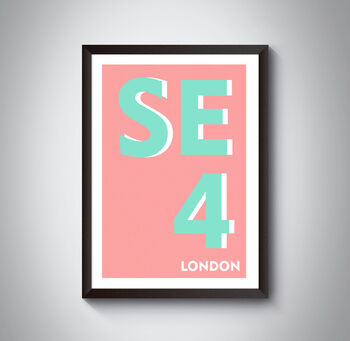 Se4 Brockley London Postcode Art Print, 3 of 4