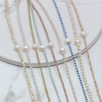 Adjustable Mini Gem Beaded Necklace On Silver Or Gold Vermeil, 4 of 12