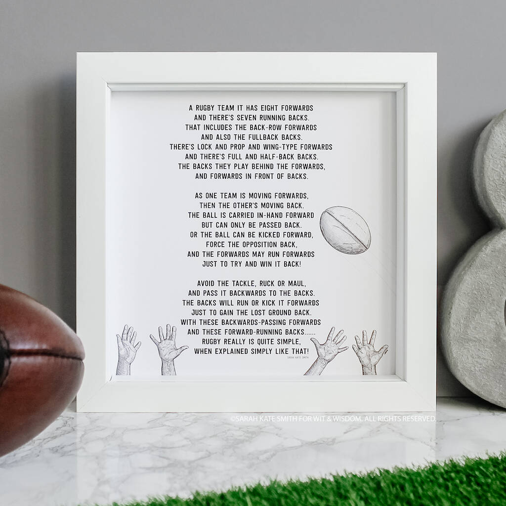 Funny Rugby Poem Art Print By Wit & Wisdom 