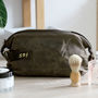 Personalised Men’s Waxed Canvas Leather Wash Bag, thumbnail 1 of 12