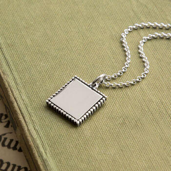 Engravable Sterling Silver Square Necklace, 2 of 5