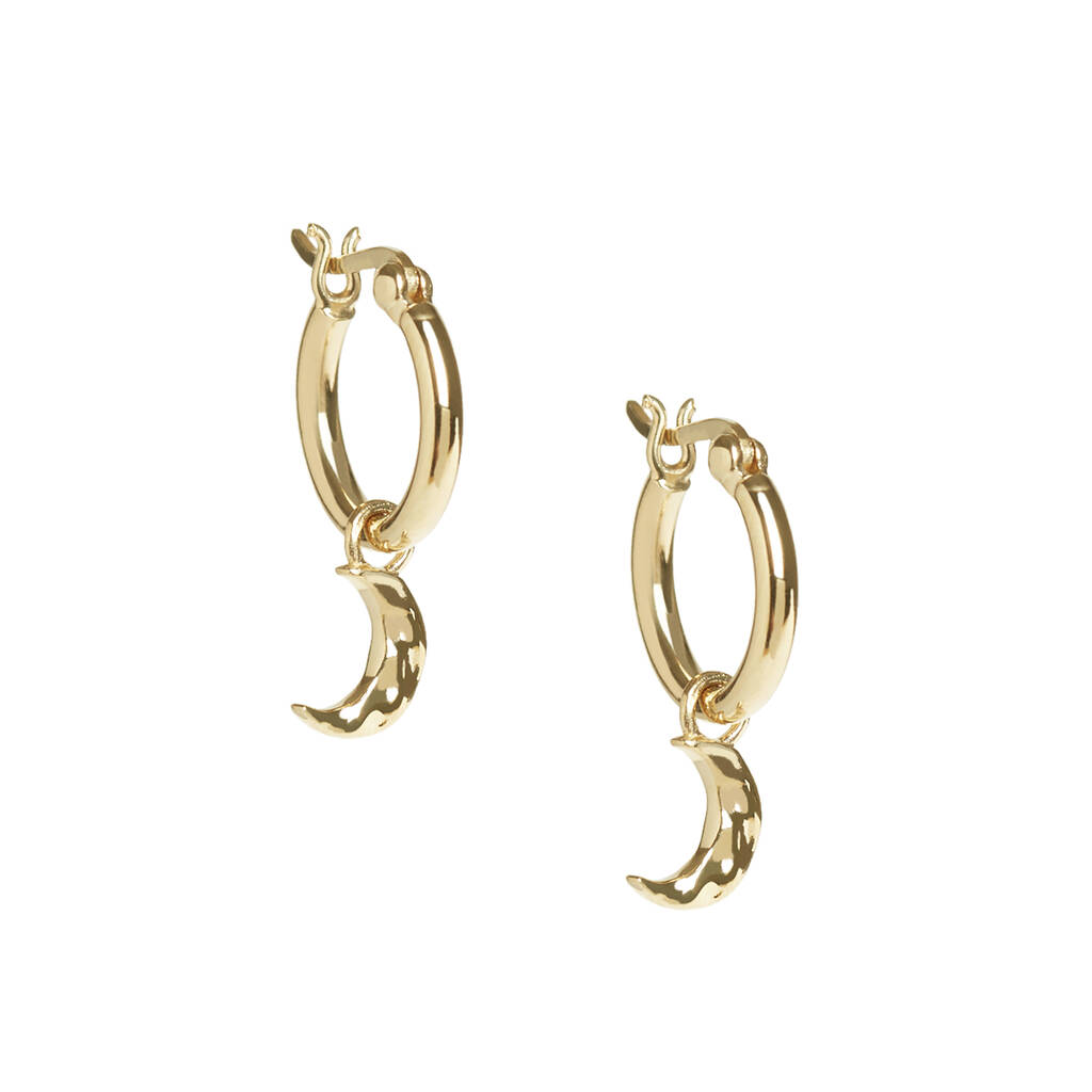 Moon Hoop Earrings In Silver Or 18ct Gold Vermeil By Muru ...