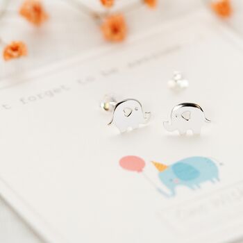 Awesome Elephant Sterling Silver Stud Earrings, 2 of 10