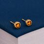 7mm Gold Plated Sterling Silver Citrine Cz Stud Earrings, thumbnail 1 of 6