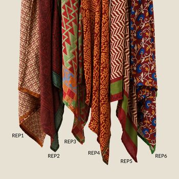 Fair Trade Recycled Sari Hair Neck Scarf Square 55cm, 7 of 12