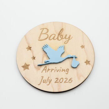 Modern Maple Acrylic Pregnancy Announcement Stork Sign, 8 of 12