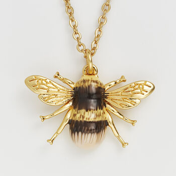 Gold Honey Bee Enamel Necklace, 3 of 7