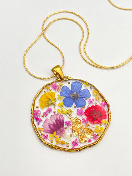 Medium Necklace With Multicolour Flowers In Gold Or Silver, 2 of 9