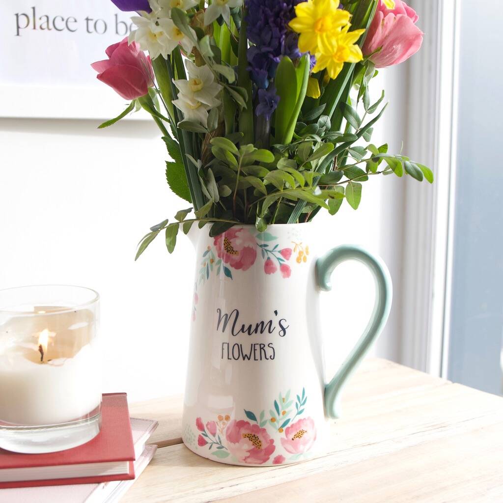 'mum's flowers' jug by lisa angel