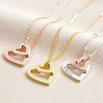 Personalised Double Heart Outline Pendant Necklace, 2 of 8