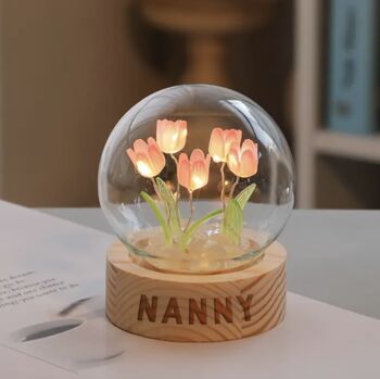 Personalised Faux Tulip LED Light Glass Dome, 3 of 3