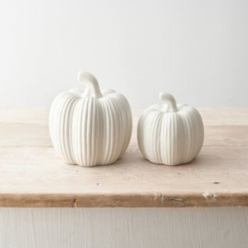 White Ribbed Pumpkin Set, 2 of 3