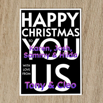 Personalised Family Names Christmas Card With Message, 5 of 8