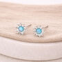 Sterling Silver Blue Opal Daisy Stud Earrings – 6mm, thumbnail 3 of 7