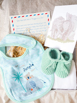 Baby Gift, Green And White Postable Letterbox Hamper, 3 of 5