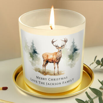 Personalised Watercolour Stag Candle Jar – Christmas Gift, 2 of 5