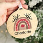 Personalised Rainbow Reindeer Round Wooden Decoration, thumbnail 4 of 4