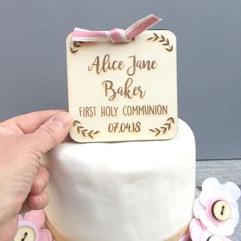 Personalised Wooden First Holy Communion Cake Topper, 2 of 5
