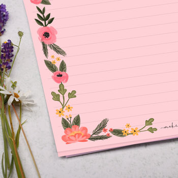A4 Pink Letter Writing Paper With Pink Floral Border, 2 of 4