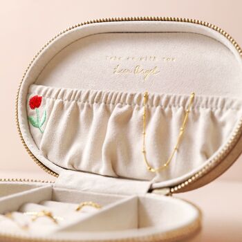 Personalised Embroidered Flowers Oval Jewellery Case, 4 of 8