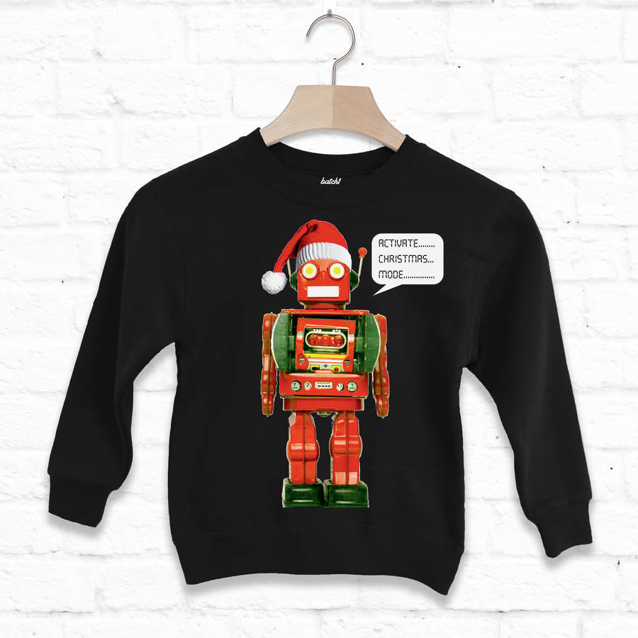 Activate Christmas Mode Kids Christmas Robot Sweatshirt, 1 of 5