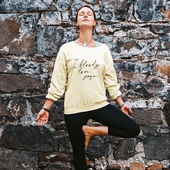 Hand Dyed 'I Bloody Love Yoga' Ladies Yoga Sweatshirt, 2 of 8