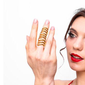 Waterfall Statement Armour Ring In 18ct Gold Vermeil, 3 of 7