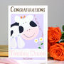 Personalised Farm Cow New Baby Card, thumbnail 1 of 6