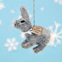 Personalised Felt Grey Bunny Decoration, thumbnail 3 of 4