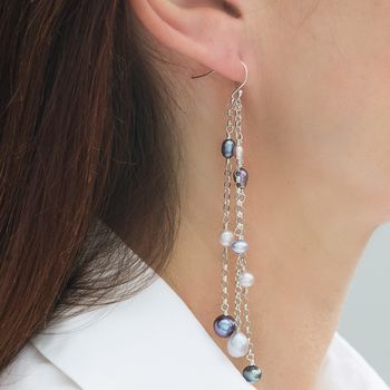 Luna Long Pearl Dangle Earrings, 2 of 9