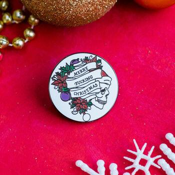 Merry Fucking Christmas Enamel Pin For Best Friends, 3 of 4